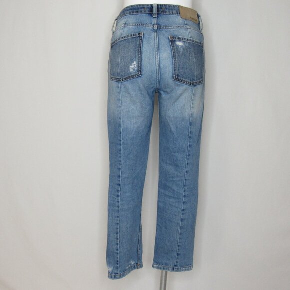Free People Two Tone Distressed High Rise Jeans 26" Women's 27 - Picture 4 of 13